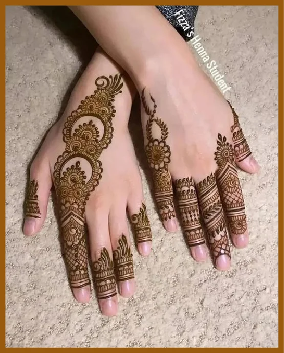 Aesthetic Back Hand Mehndi With Half And Half Look